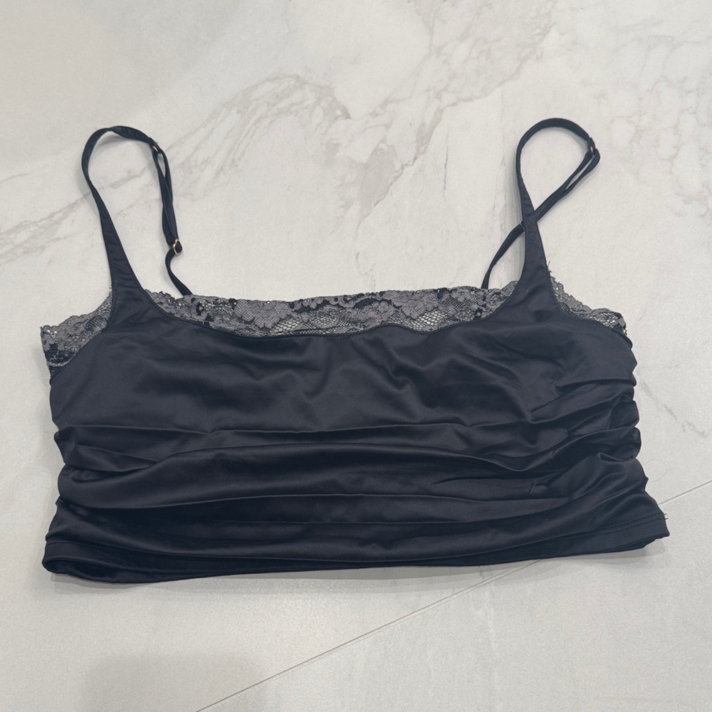 Free People Black Lace Detail Top